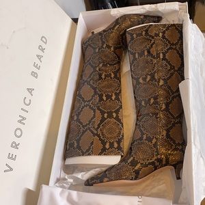 Veronica Beard Freda calfskin leather snake boot